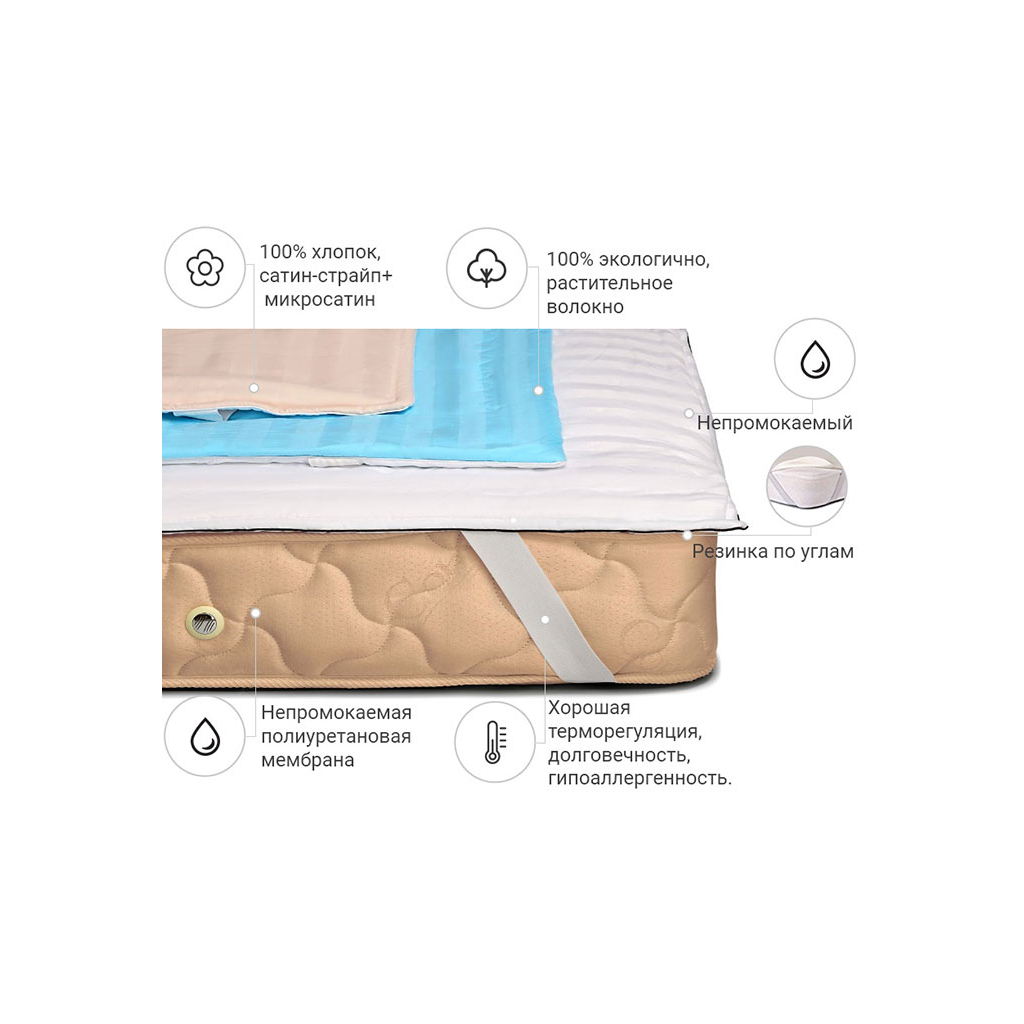 Наматрацник MirSon бавовняний Carmela Waterproof Cotton 272/2 200x200 см (2200000340542) Наматрацник MirSon бавовняний Carmela Waterproof Cotton 272/2 200x200 см (2200000340542)