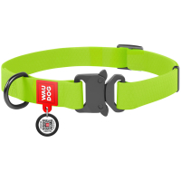 Collar for animals WAUDOG Waterproof with QR passport L W 25 mm L 31-49 cm (green) (27865)