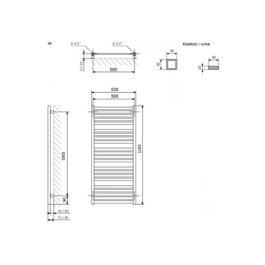 Сушарка для рушників Terma 1185x530 Marlin (WGMAR118053KS95SX)