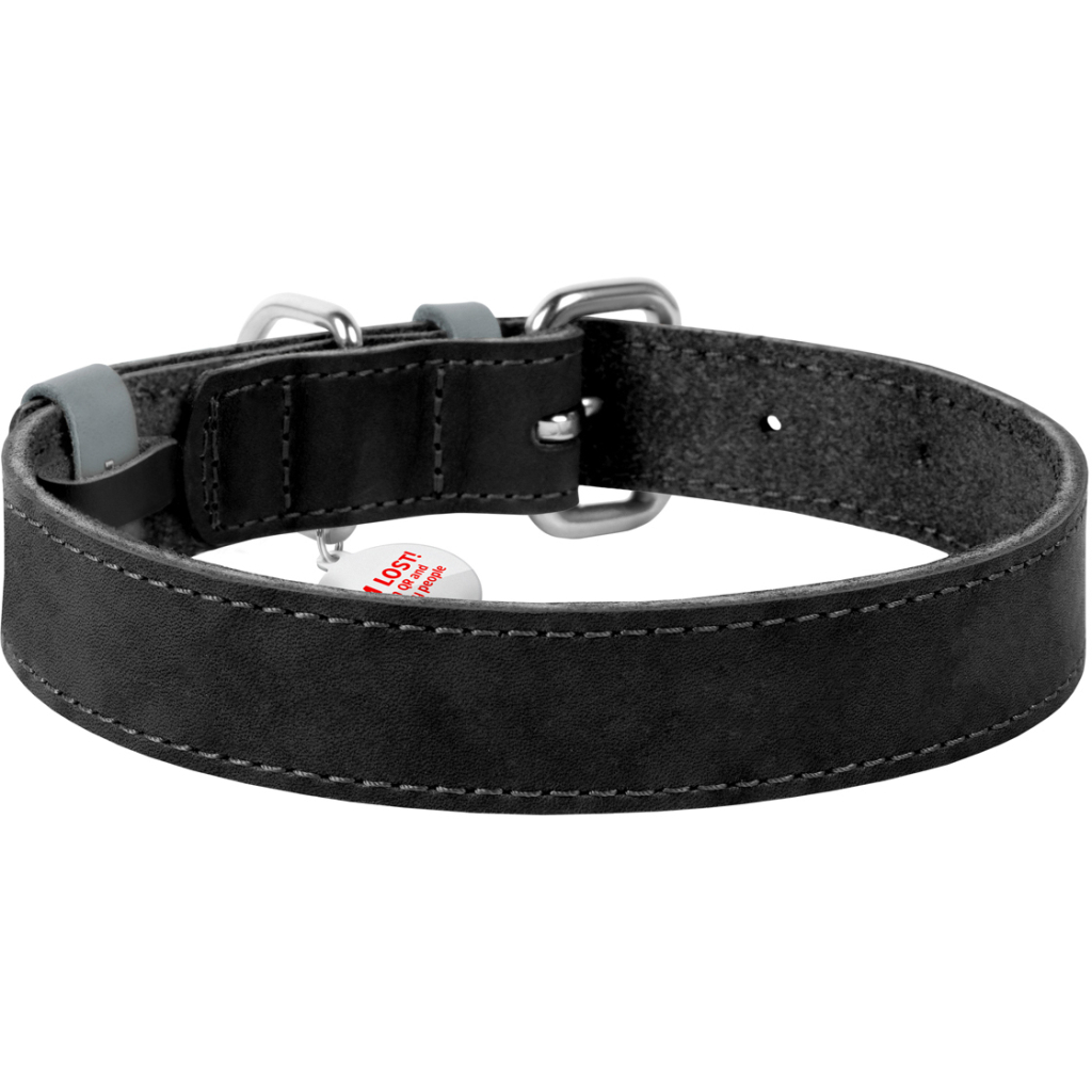 Нашийник для тварин WAUDOG Classic шкіряний 25 мм х 38-49 см чорний (02181)