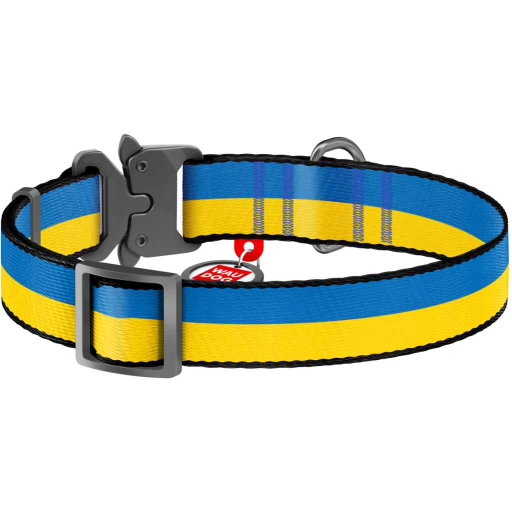 Нашийник для тварин WAUDOG Nylon з QR паспортом "Colors of freedom" металева пряжка-фастекс XXL (4535-4020)