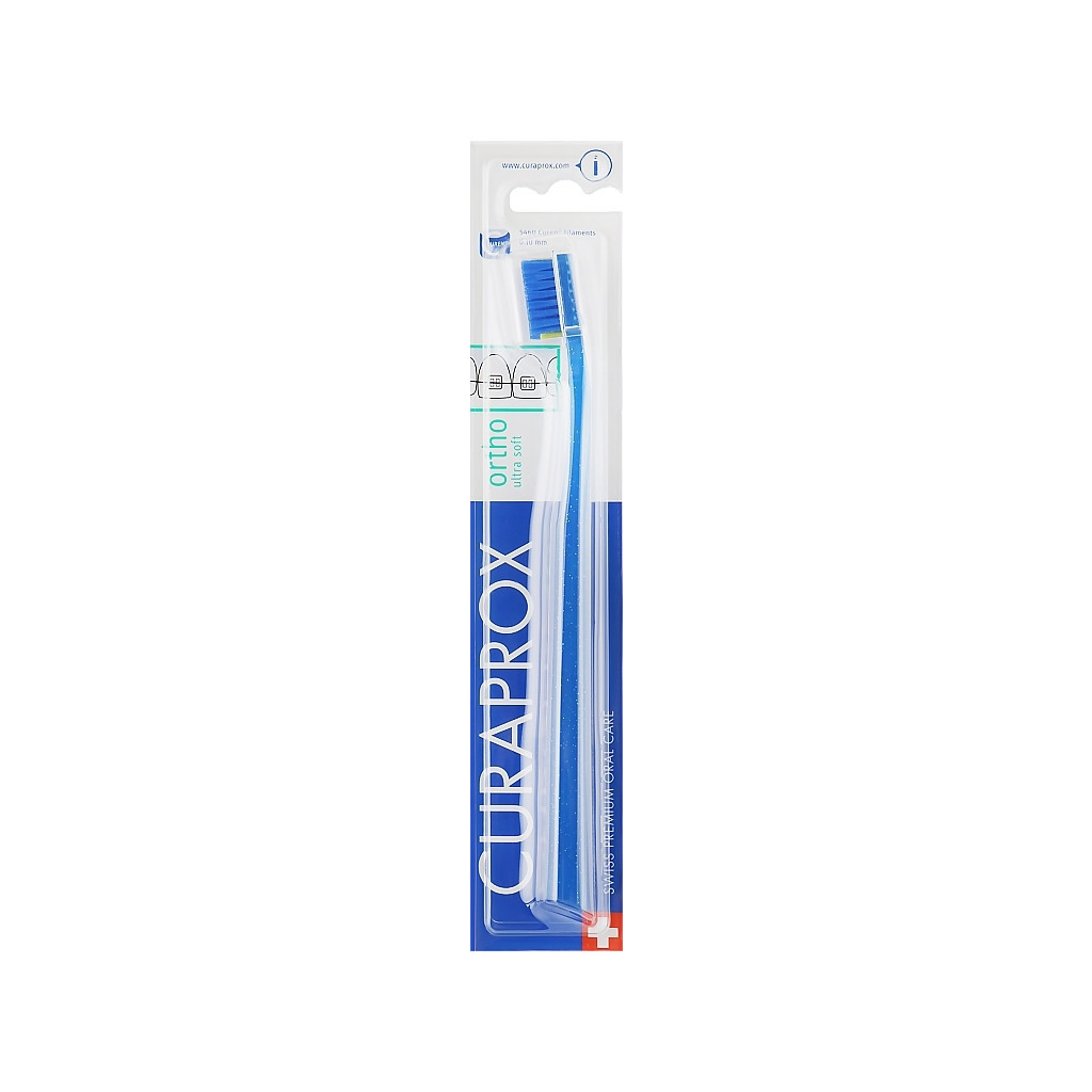 Зубна щітка Curaprox CS 5460 Ortho Ultra Soft Ультрам'яка ортодонтична Синя із синьою щетиною (CS 5460 Ortho-01)