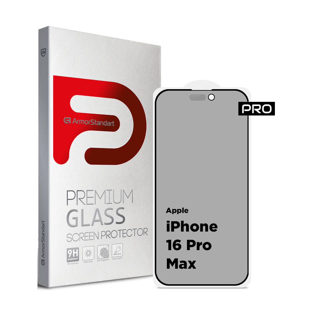 Скло захисне Armorstandart Pro Anti-spy Matte Apple iPhone 16 Pro Max Black (ARM79400)