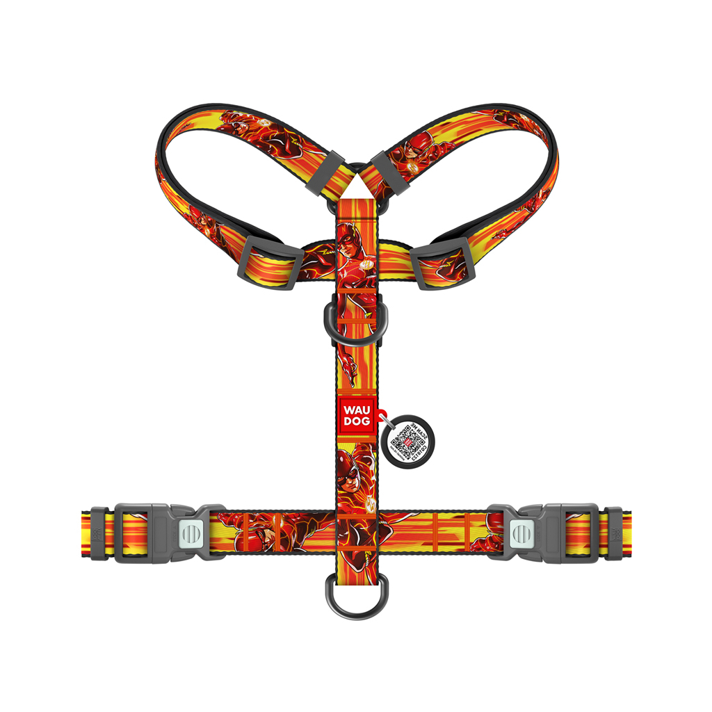 Шлея для собак WAUDOG Nylon H-подібна з QR-паспортом "Швидкість Флеша", пластиковий фастекс S (343-1080)