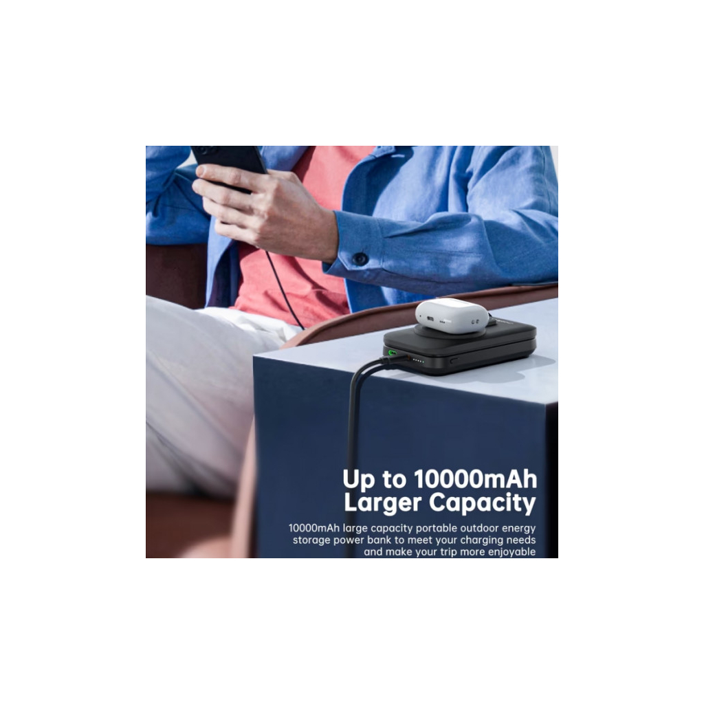 Повербанк Choetech Magnetic Wireless 10000mAh 20W, PD, Qi-2 15W, USB-C, Lightning, Apple Watch charger (B750-CCBK)