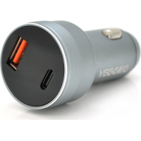 Зарядний пристрій VEGGIEG USB QC3.0 + USB-C PD 3.1A digital display silver (QC-C200)