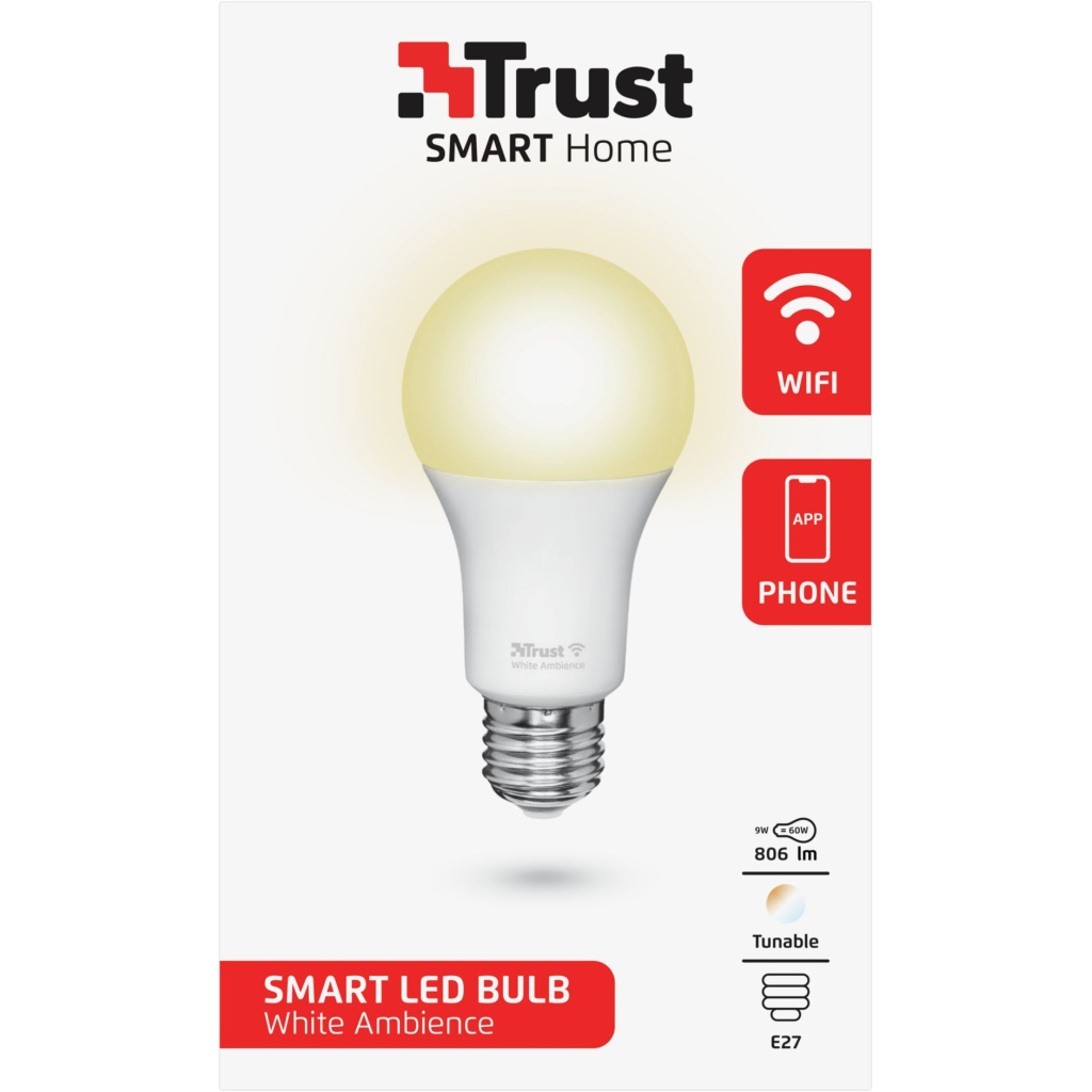 Розумна лампочка Trust E27 806 Lumen, 1800-6500k, white (71285_TRUST)
