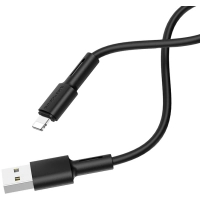Дата кабель USB 2.0 AM to Lightning 1.0m 2.4A silicone black BOROFONE (6931474710352)