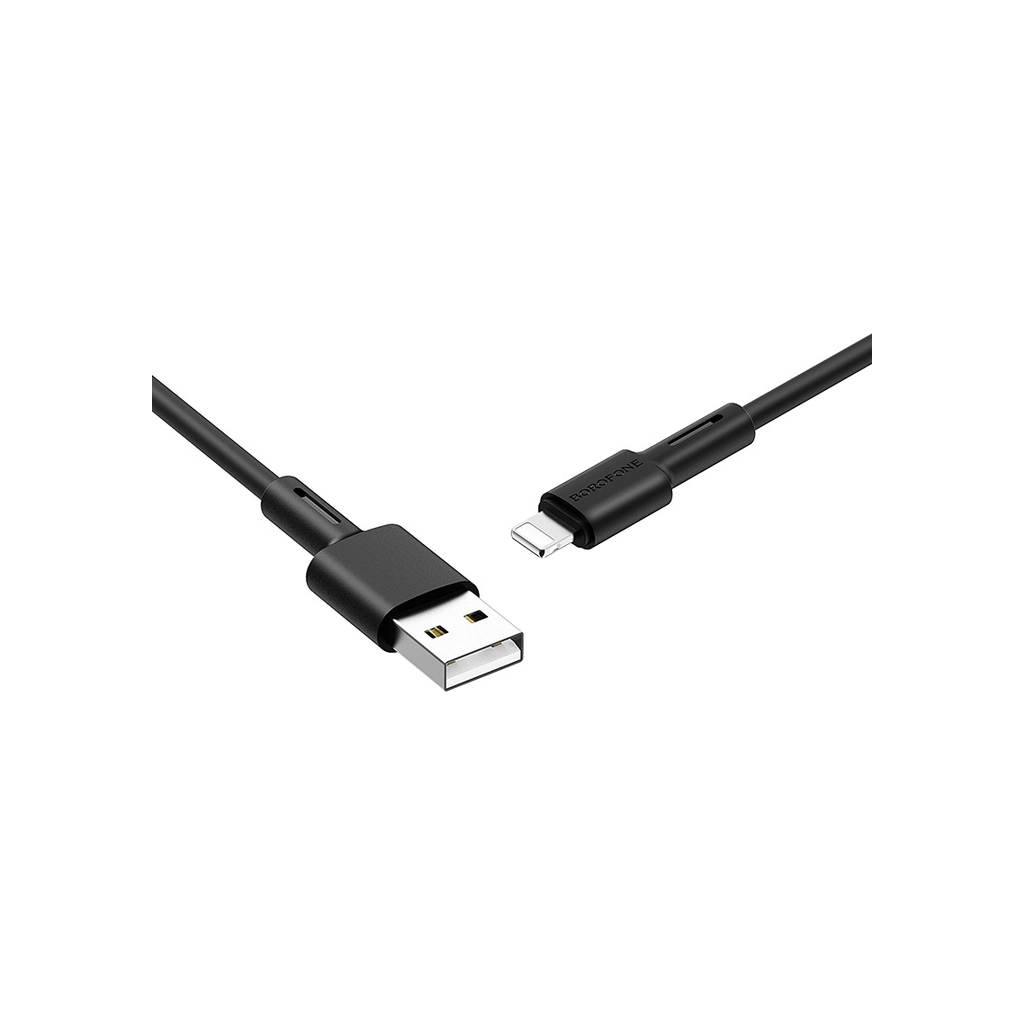 Дата кабель USB 2.0 AM to Lightning 1.0m 2.4A silicone black BOROFONE (6931474710352)