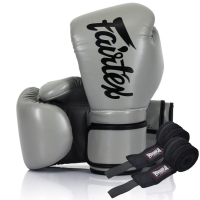 Fairtex BGV14 Gray 12oz Boxing Gloves (Bandages Included) (BGV14_12oz_Grey)