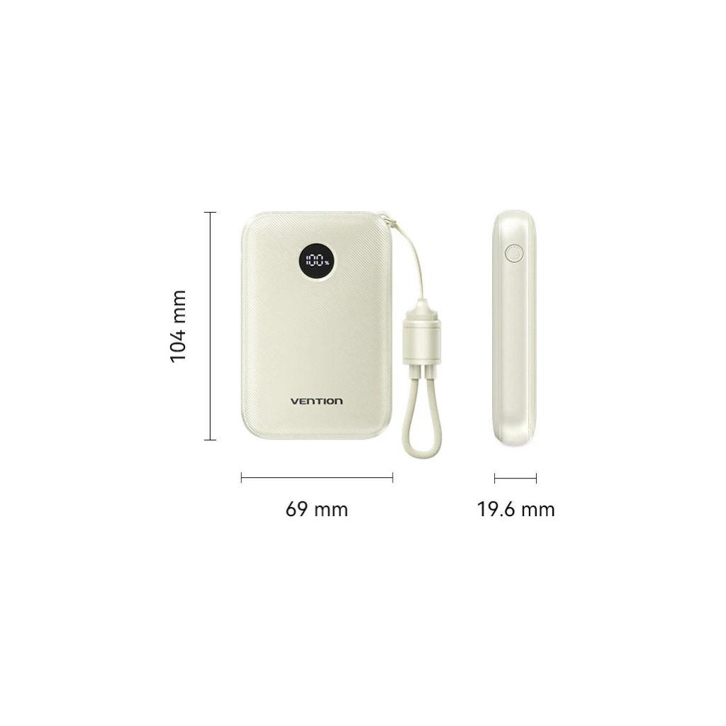 Повербанк VENTION 10000mAh 22,5W Fast Charging, USB-A, 2xUSB-C Beige (FKAN0-C) Повербанк VENTION 10000mAh 22,5W Fast Charging, USB-A, 2xUSB-C Beige (FKAN0-C)