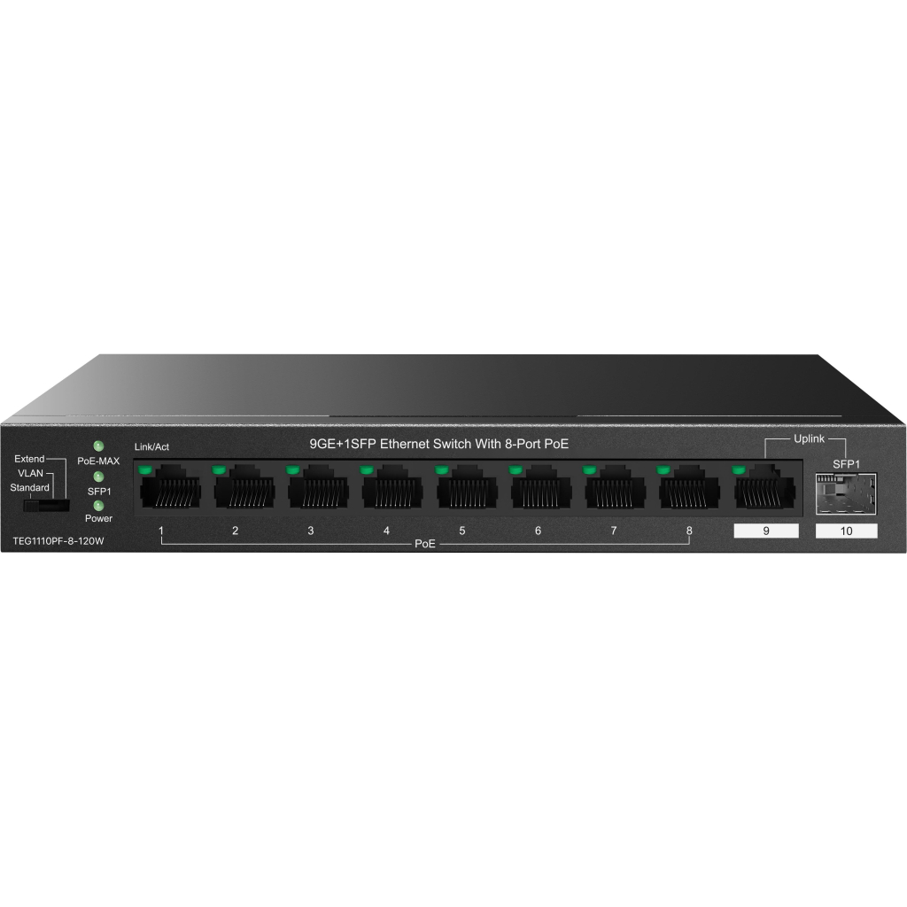 Комутатор мережевий Tenda TEG1110PF-8-120W