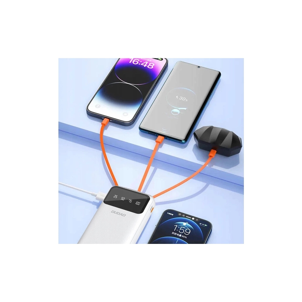 Повербанк Dudao K6Pro+ 20000mAh 10W with USB-C/Lightning/MicroUSB/USB-A cables (6977196682409)