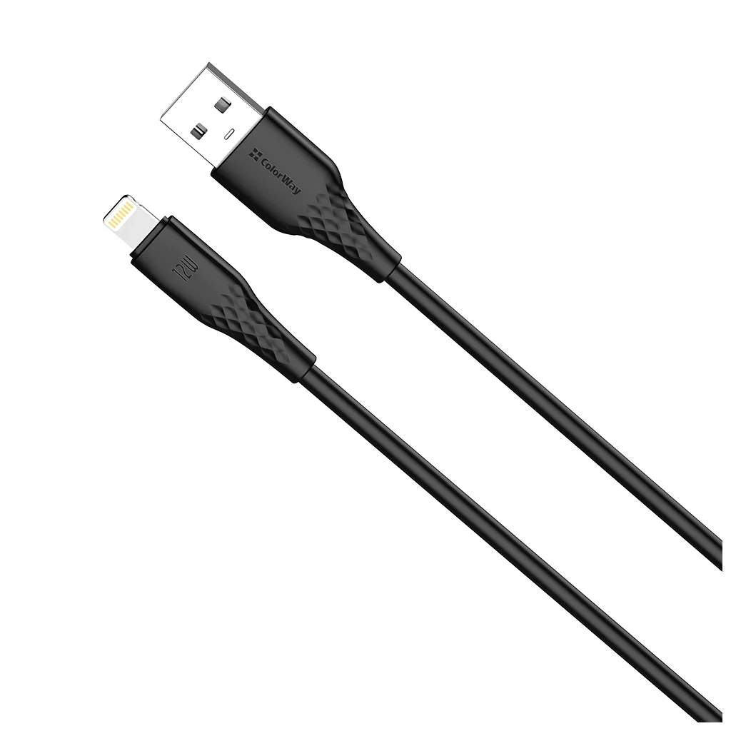 Дата кабель USB 2.0 AM to Lightning 1.0m 3A textured PVC black ColorWay (CW-CBUL094-BK) Дата кабель USB 2.0 AM to Lightning 1.0m 3A textured PVC black ColorWay (CW-CBUL094-BK)