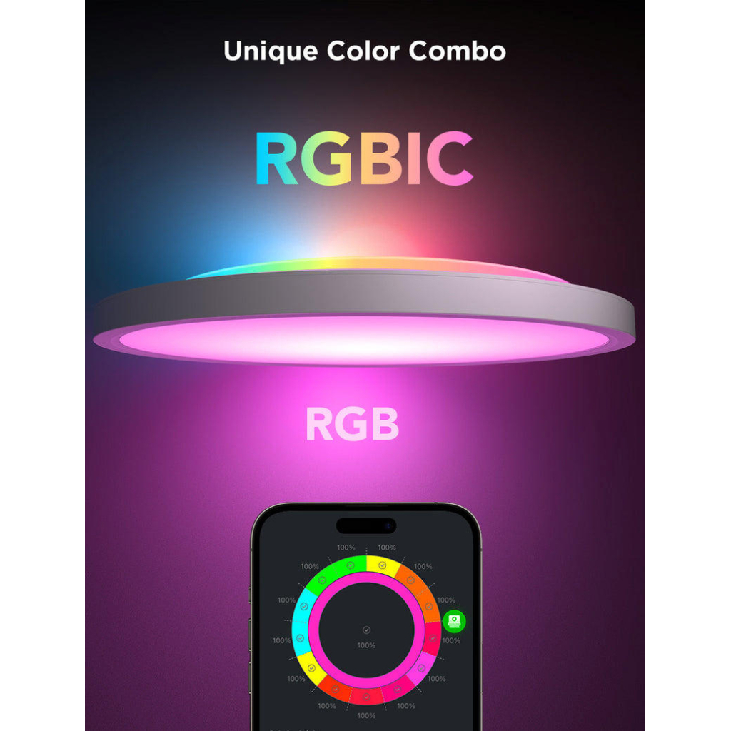 Світильник Govee 12" Smart Ceiling Light, RGBWW + RGBIC, WI-FI/Bluetooth, білий (H80A1C01) Світильник Govee 12" Smart Ceiling Light, RGBWW + RGBIC, WI-FI/Bluetooth, білий (H80A1C01)
