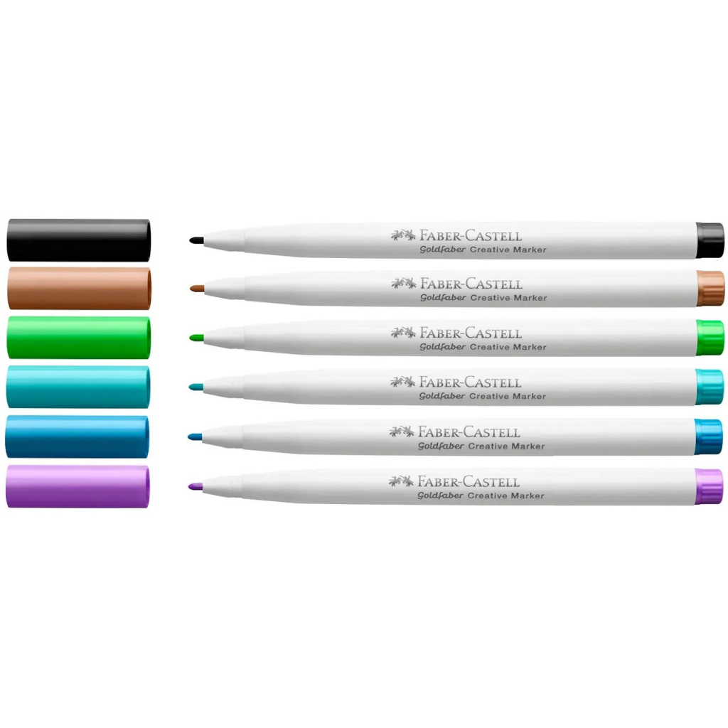 Набір маркерів Faber-Castell тонких для декору Goldfaber Creative Marker Creative Haven, 6 кольорів, товщина 1,5 мм (33001)