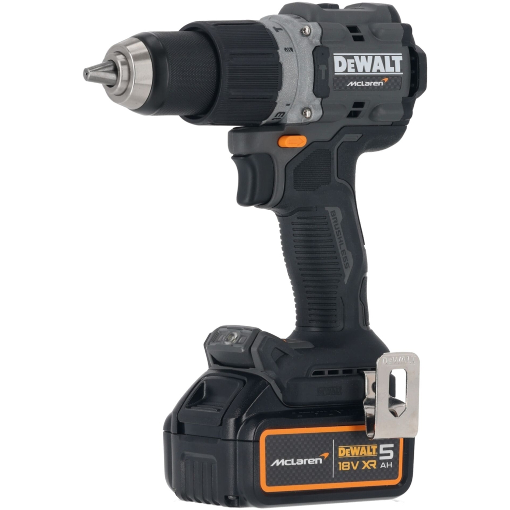 Шуруповерт DeWALT McLaren F1 TEAM LIMITED EDITION, 18V, АКБ 2x5Ah, 90Нм, 0-450·0-1650об/хв, кейс, ЗП, 1.34кг (DCD85MP2T)