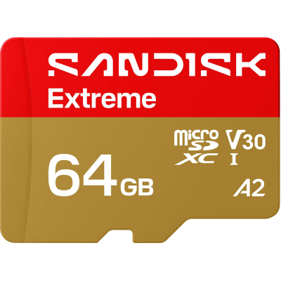 Карта пам'яті SanDisk 64GB microSDXC C10 UHS-I U3 A2 V30 R170/W80MB/s Extreme GO (SDSQXGN-064G-GN6MN)