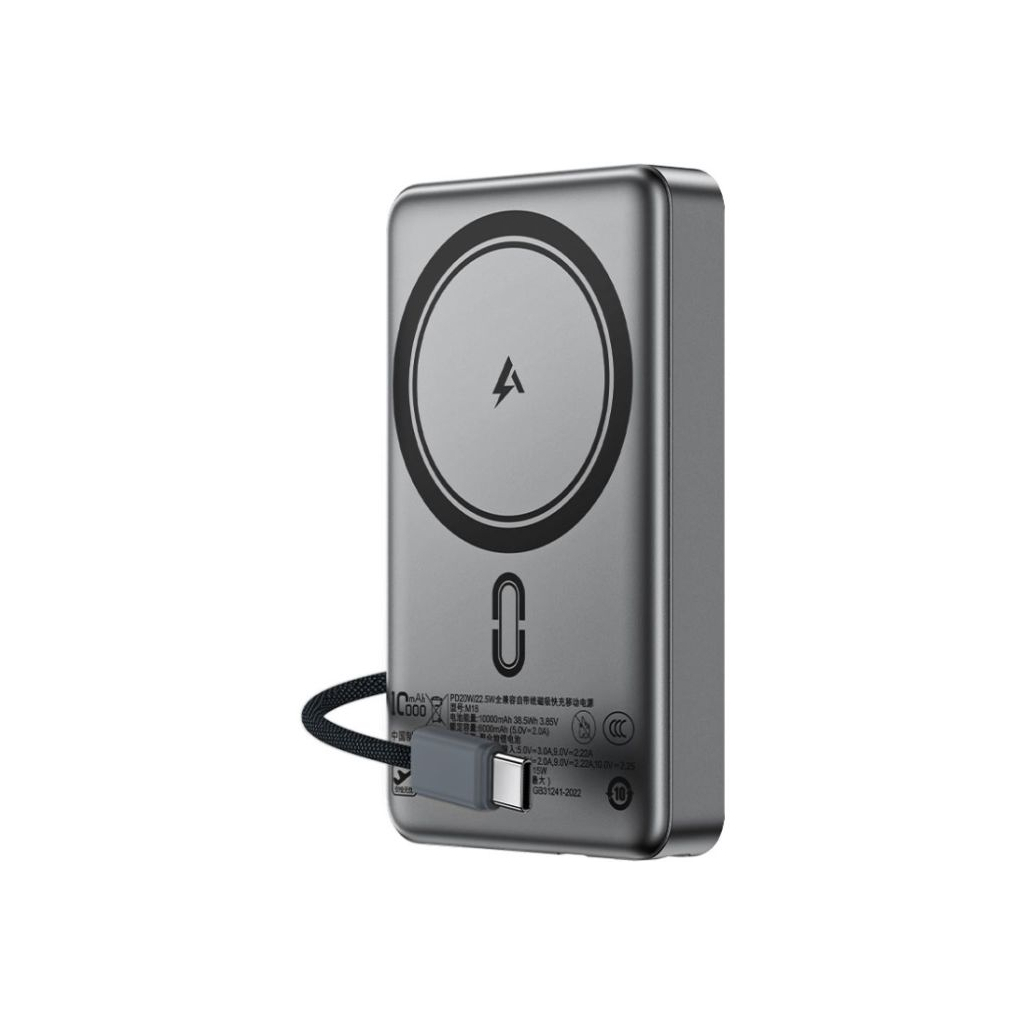Батарея універсальна Acefast Magnetic Wireless 10000mAh, 22.5W, PD, QC/3.0, QI 15W, M18, Black (6974316284017)