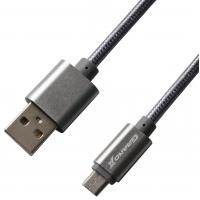 Дата кабель USB 2.0 AM to Micro 5P 1.0m Grey/Grey Grand-X (FM01GGR)