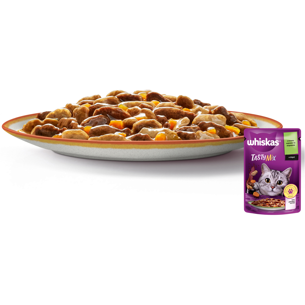 Вологий корм для кішок Whiskas TastyMix Ягня, Курка, Морква 85 г (4770608262433)
