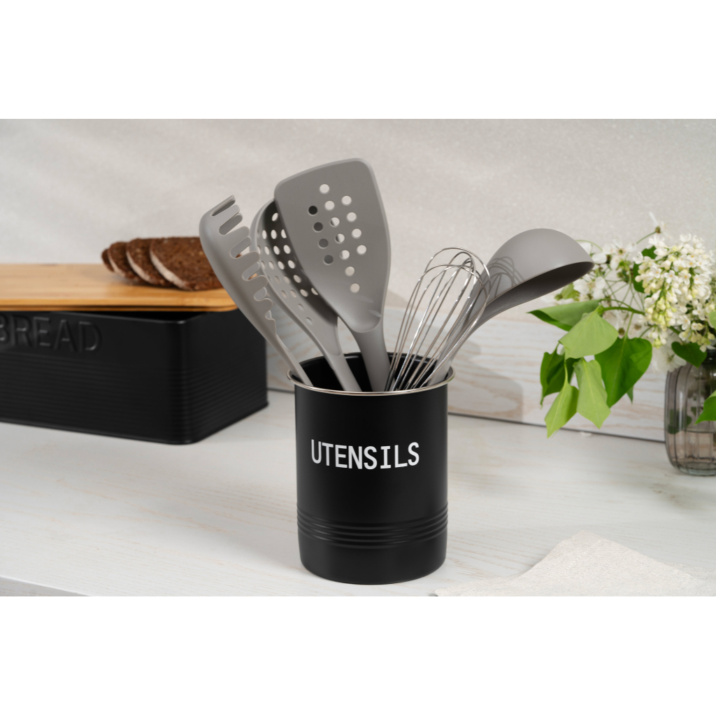 Підставка для кухонного приладдя Ardesto Midori 12х15.5см, метал, чорний (AR0915B)