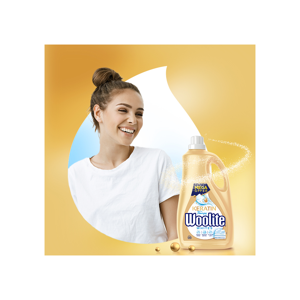 Гель для прання Woolite Для світлих та білих тканин З кератином 3.6 л (5900627090550)
