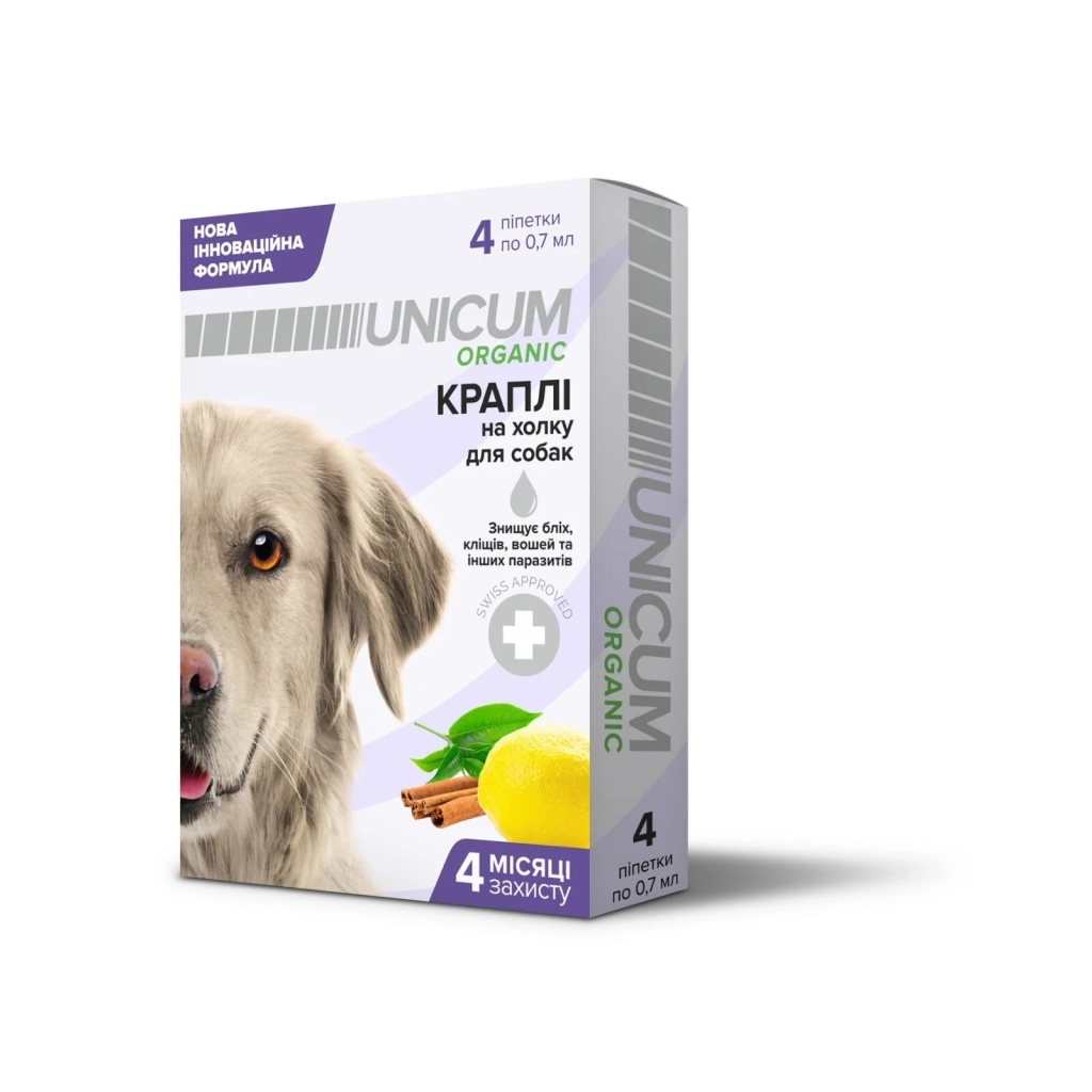 Краплі для тварин Unicum Organic для відлякування бліх та кліщів для собак 3 шт (4820150202101) Краплі для тварин Unicum Organic для відлякування бліх та кліщів для собак 3 шт (4820150202101)