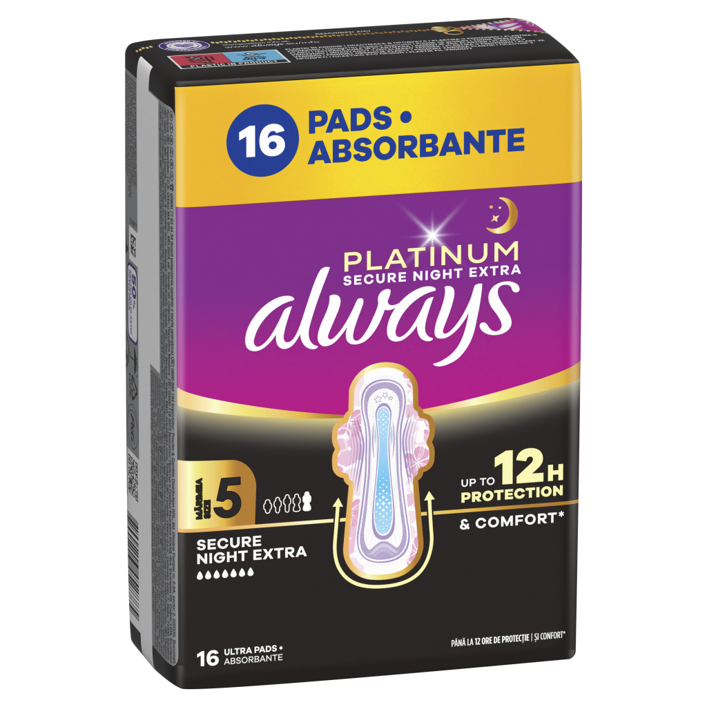 Гігієнічні прокладки Always Platinum Secure Night Extra Розмір 5 16 шт. (8700216452885)
