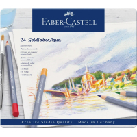 Colored pencils Faber-Castell Goldfaber Aqua watercolor, in a metal box, 24 colors (114624) (27638)