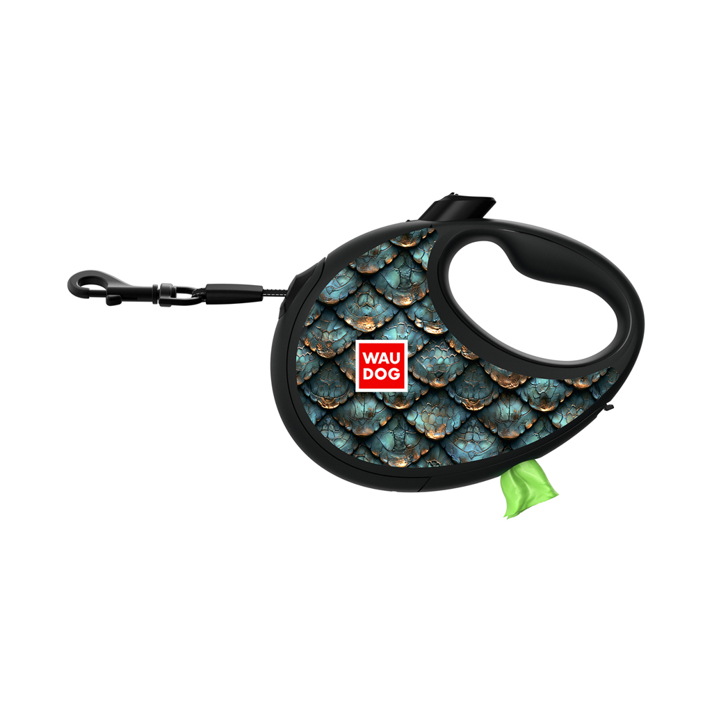 Повідець для собак WAUDOG R-leash з контейнером для пакетів "Луска", світловідбивна стрічка S (255-0179) Повідець для собак WAUDOG R-leash з контейнером для пакетів "Луска", світловідбивна стрічка S (255-0179)