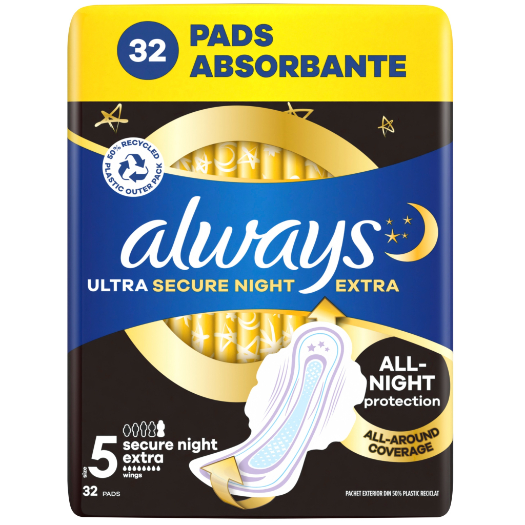 Гігієнічні прокладки Always Ultra Secure Night Extra Розмір 5 32 шт. (8700216450423) Гігієнічні прокладки Always Ultra Secure Night Extra Розмір 5 32 шт. (8700216450423)