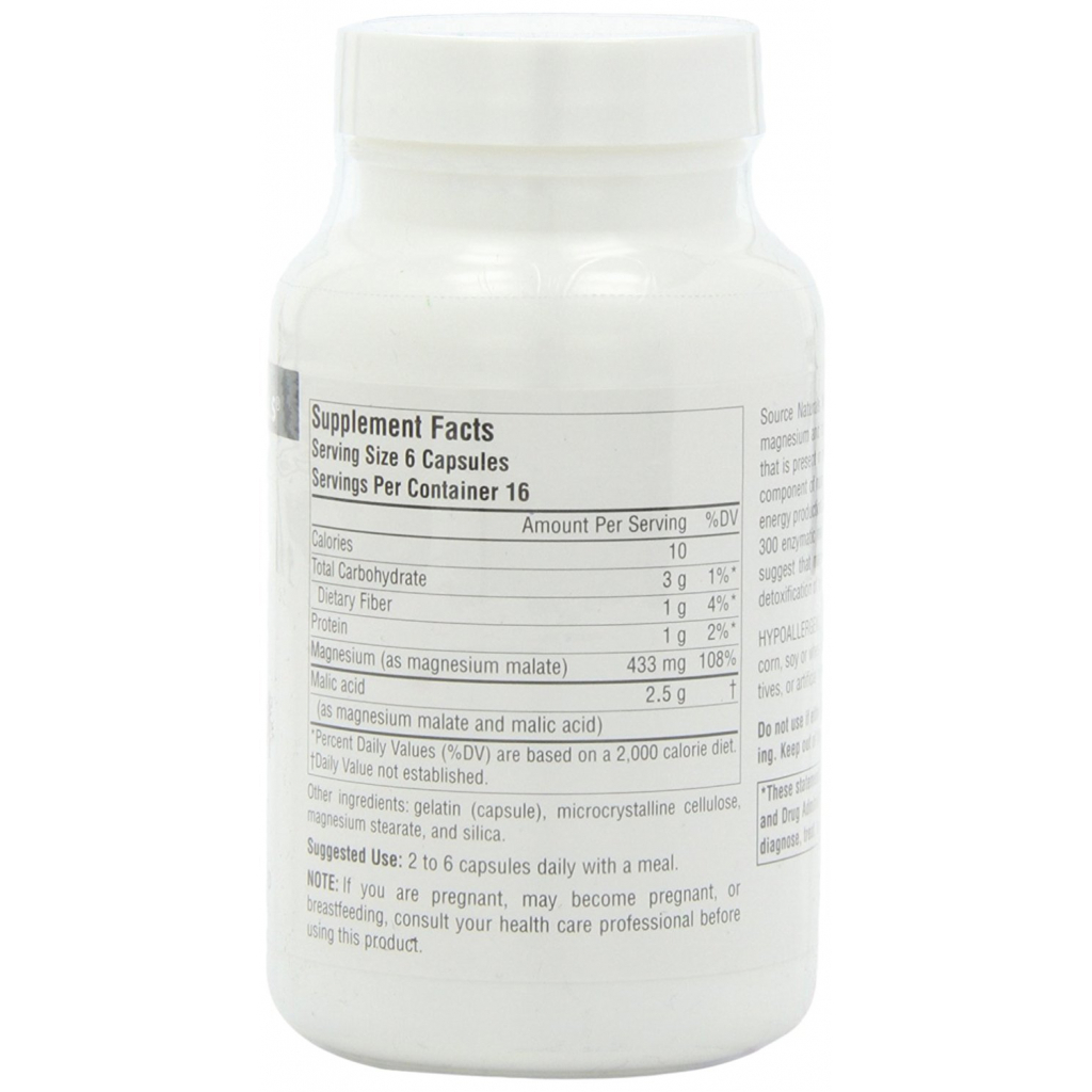 Мінерали Source Naturals Магній + Яблучна Кислота 625мг, 100 капсул (SN1599)
