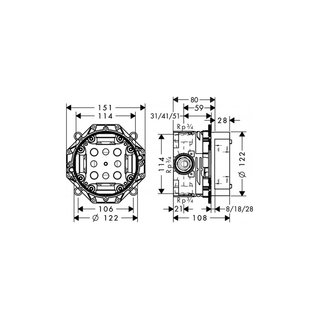 Прихована частина змішувача Hansgrohe 01800180