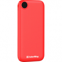 Батарея універсальна ColorWay 10 000 mAh Slim, LCD, Red (CW-PB100LPH2RD-D)