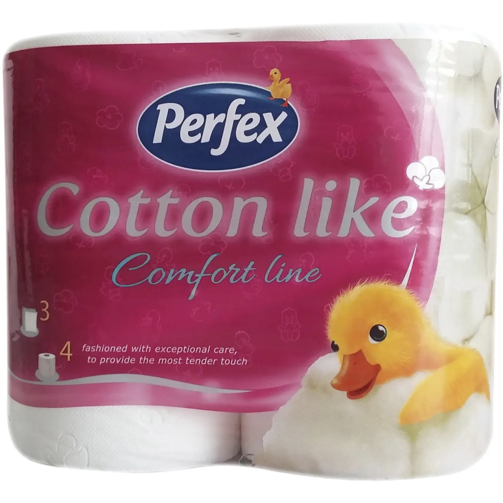 Туалетний папір Perfex Cotton Like Comfort Line 3 шари 4 рулони (8606108597262)