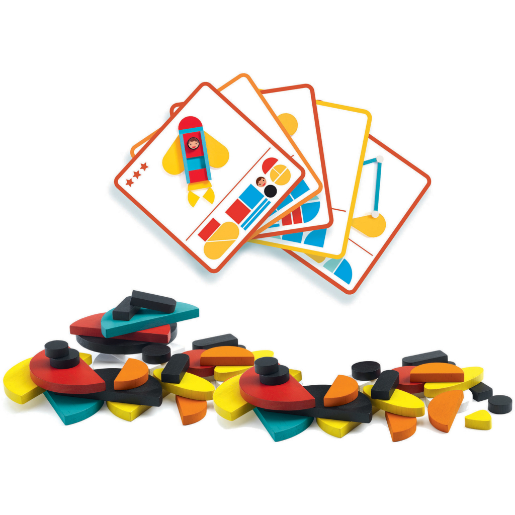 Настільна гра Djeco Набір дерев'яних геометричних фігур Ze Geo Vroom (DJ06436)