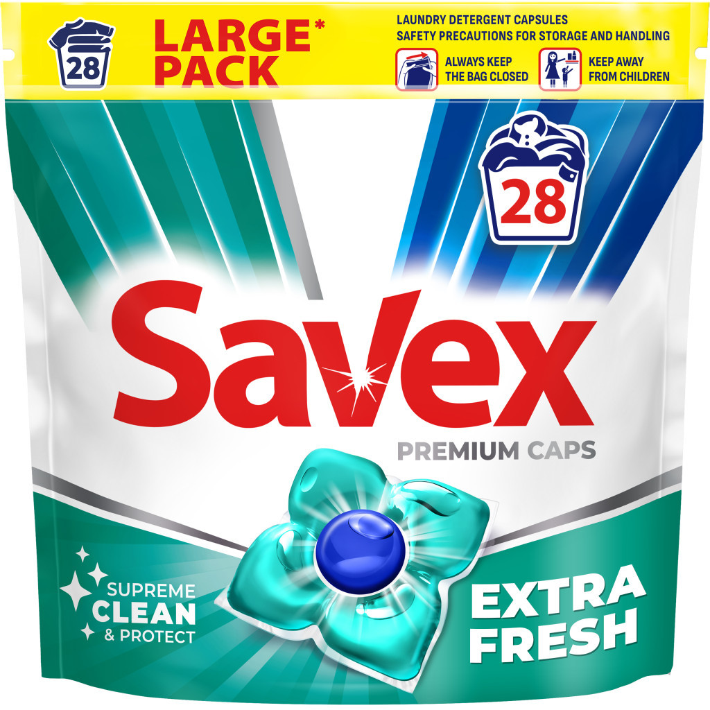Капсули для прання Savex Premium Caps Extra Fresh 28 шт. (3800024046896)
