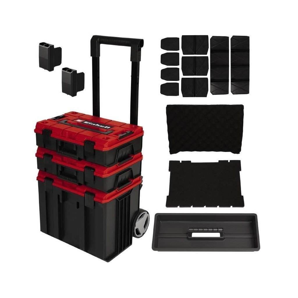 Ящик для інструментів Einhell E-Case Tower, 1 кейс S-F, 1 кейс S-F з вкладишем Grid Foam Set, 1 кейс L з колесами (4540015) Ящик для інструментів Einhell E-Case Tower, 1 кейс S-F, 1 кейс S-F з вкладишем Grid Foam Set, 1 кейс L з колесами (4540015)