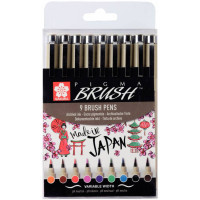 Liner Sakura Set of liner brushes Pigma Brush, 9 colors (8710141131137)