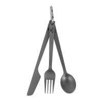 Naturehike travel tableware set spoon, fork, knife made of titanium NH19T011-D gray with bag (6927595736739)