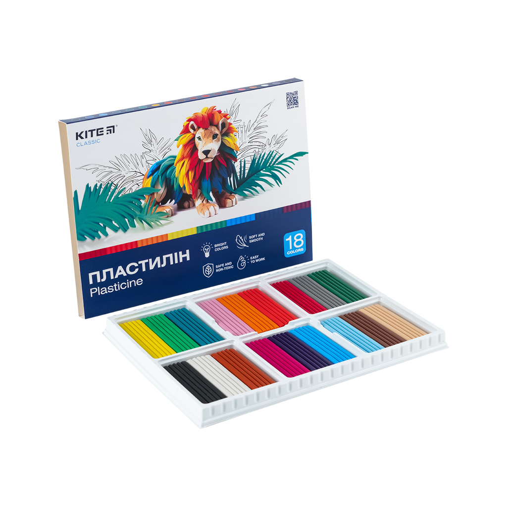 Пластилін Kite Classic 18 кольорів, 360 г (K-085)