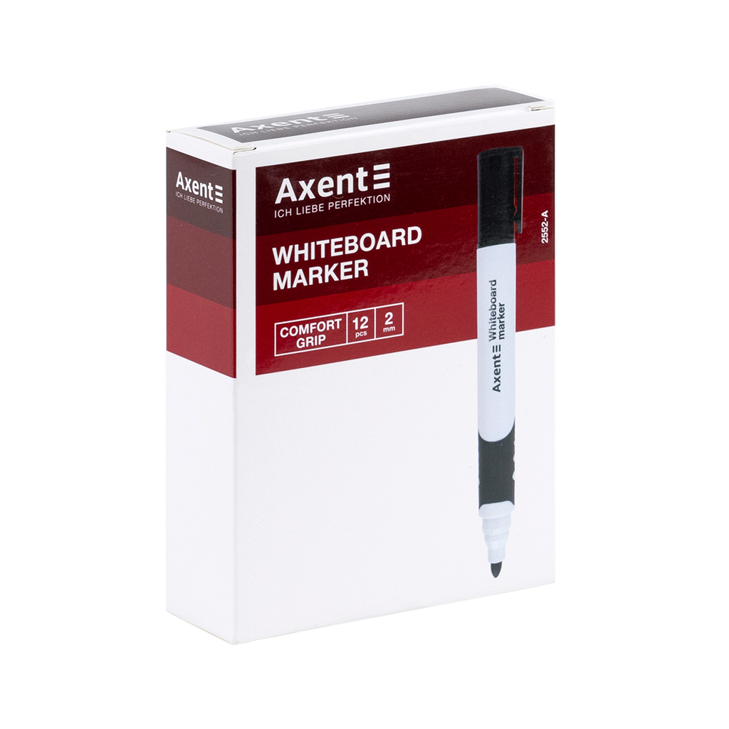 Маркер Axent для сухостираємих дошок Comfort Grip 2 мм круглих Червоний (2552-06-A)