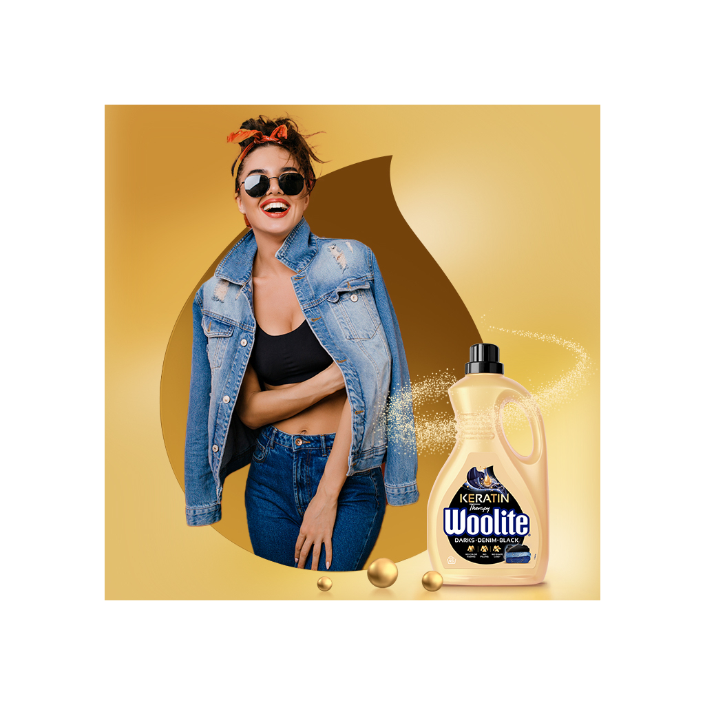 Гель для прання Woolite Для чорних, темних та джинсових тканин З кератином 2.7 л (5900627090482)