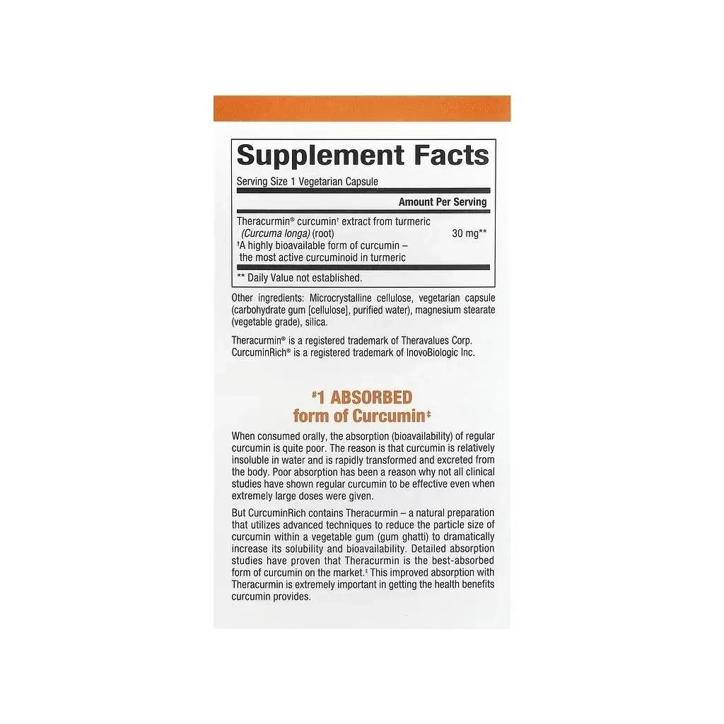 Трави Natural Factors Екстракт куркуміну, теракурмін, 30 мг, CurcuminRich, Theracurmin, 30 (NFS-04542) Трави Natural Factors Екстракт куркуміну, теракурмін, 30 мг, CurcuminRich, Theracurmin, 30 (NFS-04542)