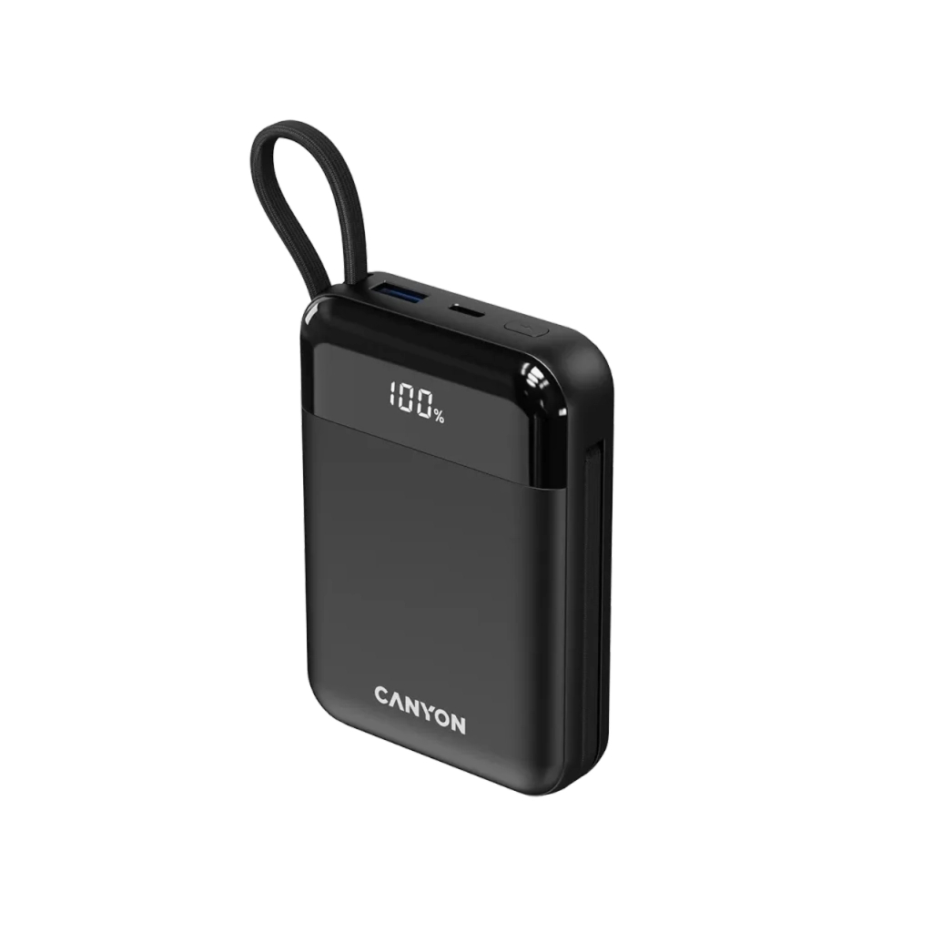 Повербанк Canyon 10000mAh OnPower 104 PD/20W, QC/22.5W built-in cable Black (CNS-CPB104B)