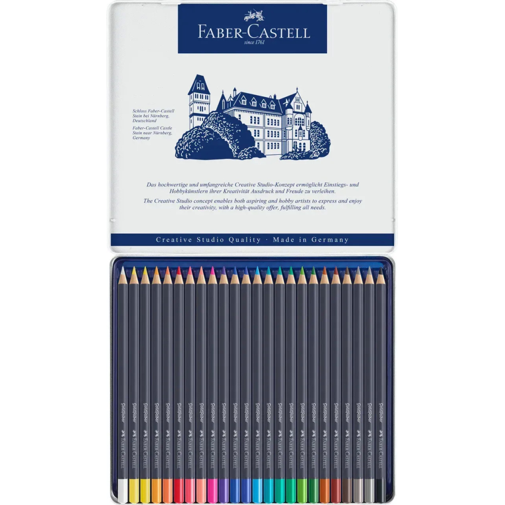 Олівці кольорові Faber-Castell Goldfaber Colour pencil в металевій коробці, 24 кольора (114724) (27642)