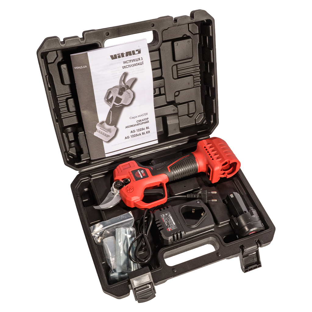 Кущоріз Vitals Master, AG 1225ck BL Kit, 12V, 2Ah, 25мм, 20–30різ/хв, 1.1кг (235287V)