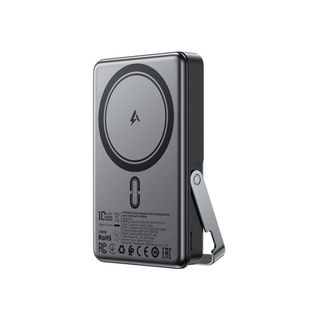 Батарея універсальна Acefast Magnetic Wireless 10000mAh, 22.5W, PD, QC/3.0, QI 15W, with holder M17, Black (6974316284000)