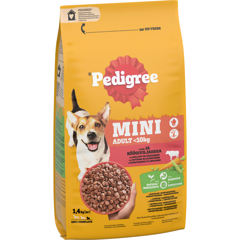 Сухий корм для собак Pedigree Mini Adult з яловичиною та овочами 1.4 кг (5998749171103)